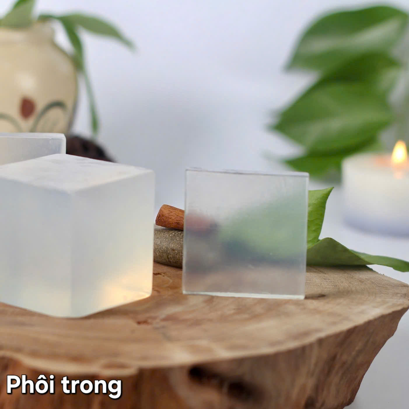 Phôi xà bông dừa trong suốt KHÔNG ĐỔ MỒ HÔI- 1kg